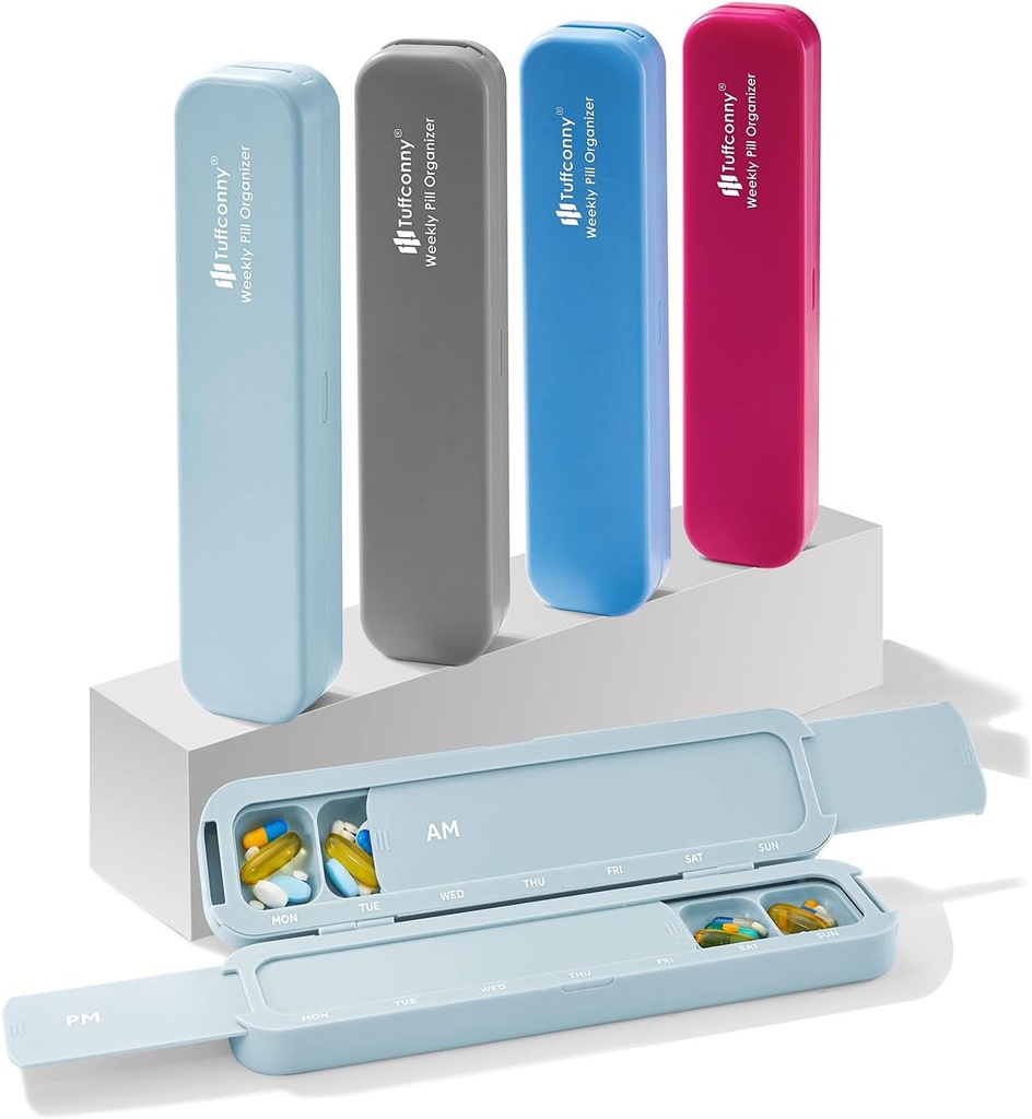 Weekly Pill Organizer - Travel Medicine Organizer, Pill Boxes και Organizer 2 φορές την ημέρα, 7 ημέρες Pretty Pill περίπτωση, Χάπια κάτοχος για βιταμίνες, φάρμακα και δισκία (Pastel Blue)