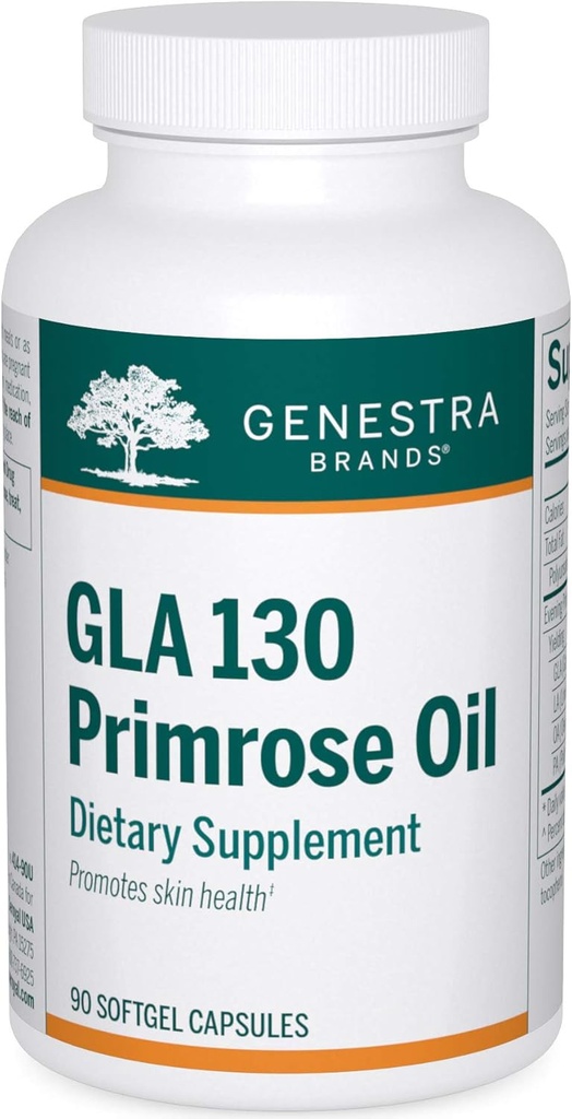 Genstra Brands GLA 130 Primrose Oil | Essential Fatty Acid Supplement for Skin Health* | 90 Capsules