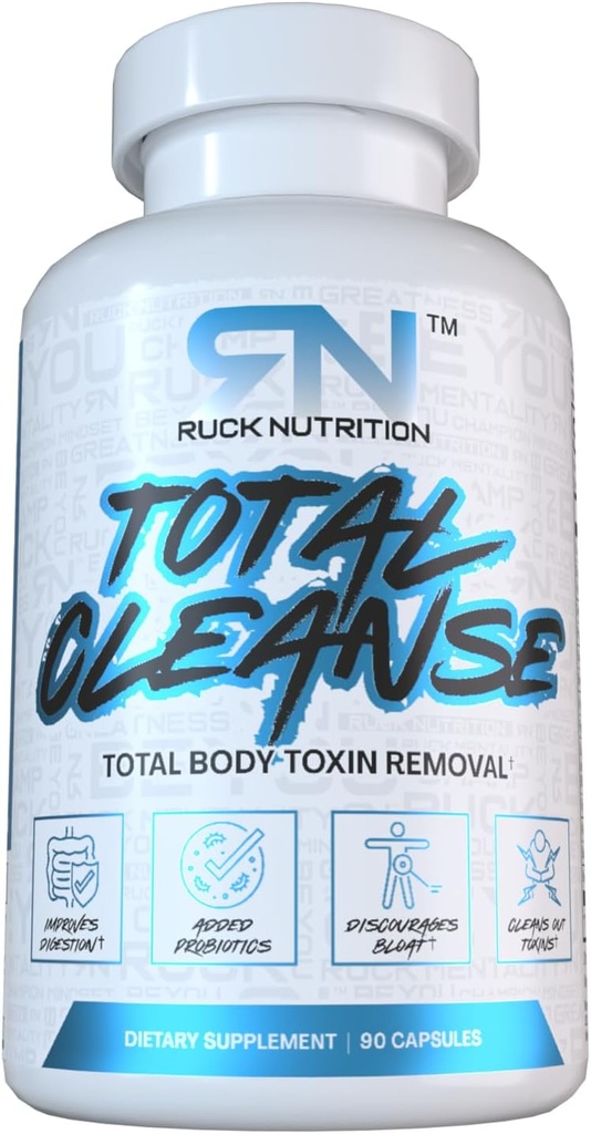 RUCK NUTRITION Total Cleanse Advanced Detox Formula for Digestive Support, Kilo Kaybı, Bloating Rexin Flush, Natural Energy Boost - with Milk Thistle, Dandelion Root - Probiyotik Mix