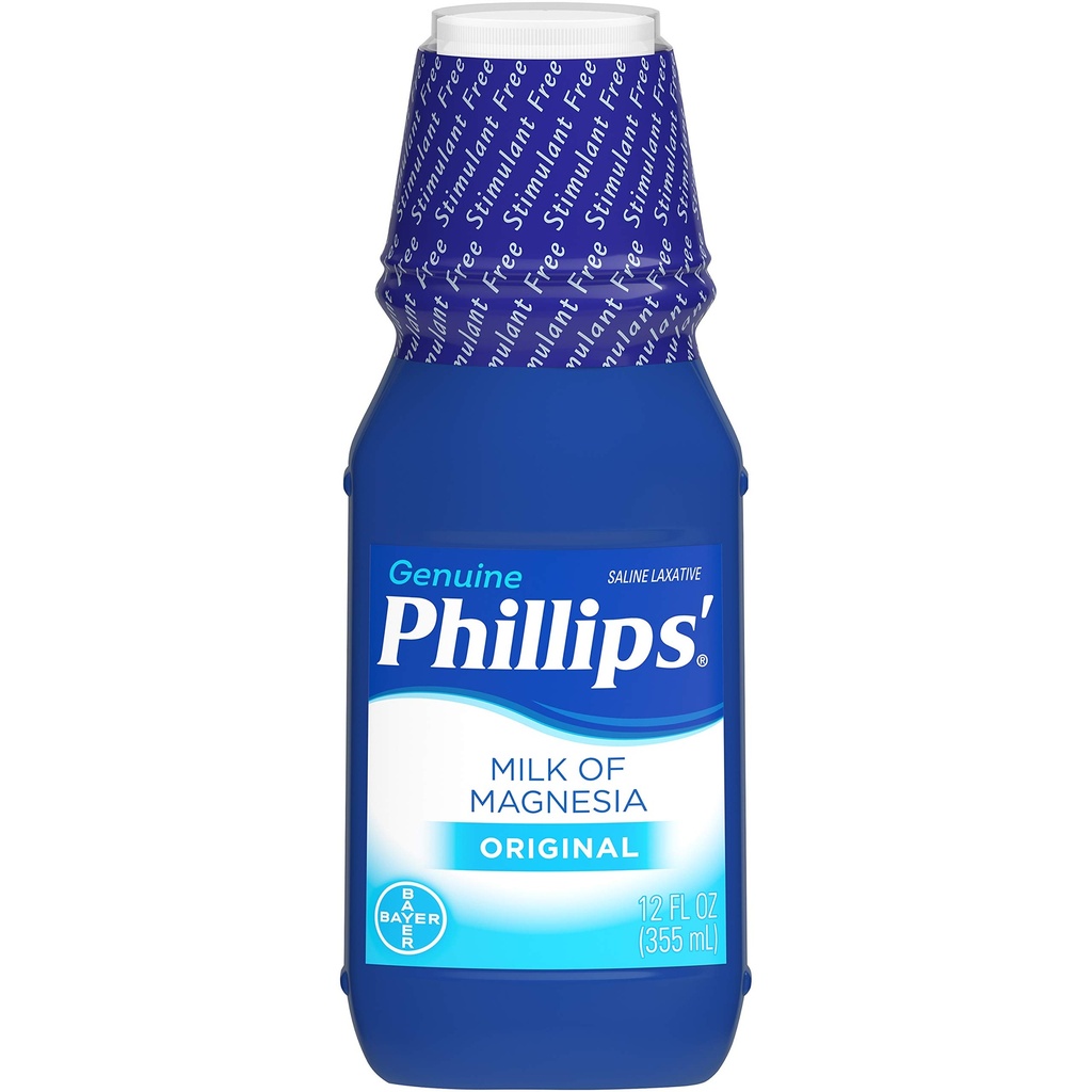 Phillips'in Magnesia Sıvı Laxative Sütü 12 oz, Cramp Free & Gentle Overnight Relief Of Occasional Constipation, #1 Milk of Magnesia Brand