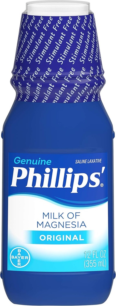 Phillips'in Magnesia Sıvı Laxative Sütü 12 oz, Cramp Free & Gentle Overnight Relief Of Occasional Constipation, #1 Milk of Magnesia Brand