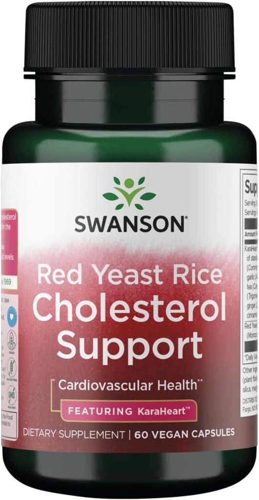 Swanson Red Yeast Rice Cholesterol Destek - Karaheart 60 Vegan Caps