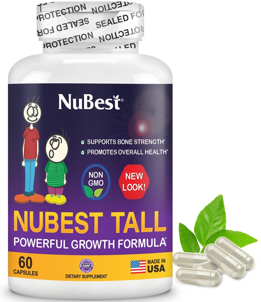 Nu Best Tall | Support Bone Strength, Bone Health, Supportd Immune and Whole Body Wellness withdis, Collagen, and Herbs for Ages 5+ & Young | 60 Capsules | 1 Ay Supply