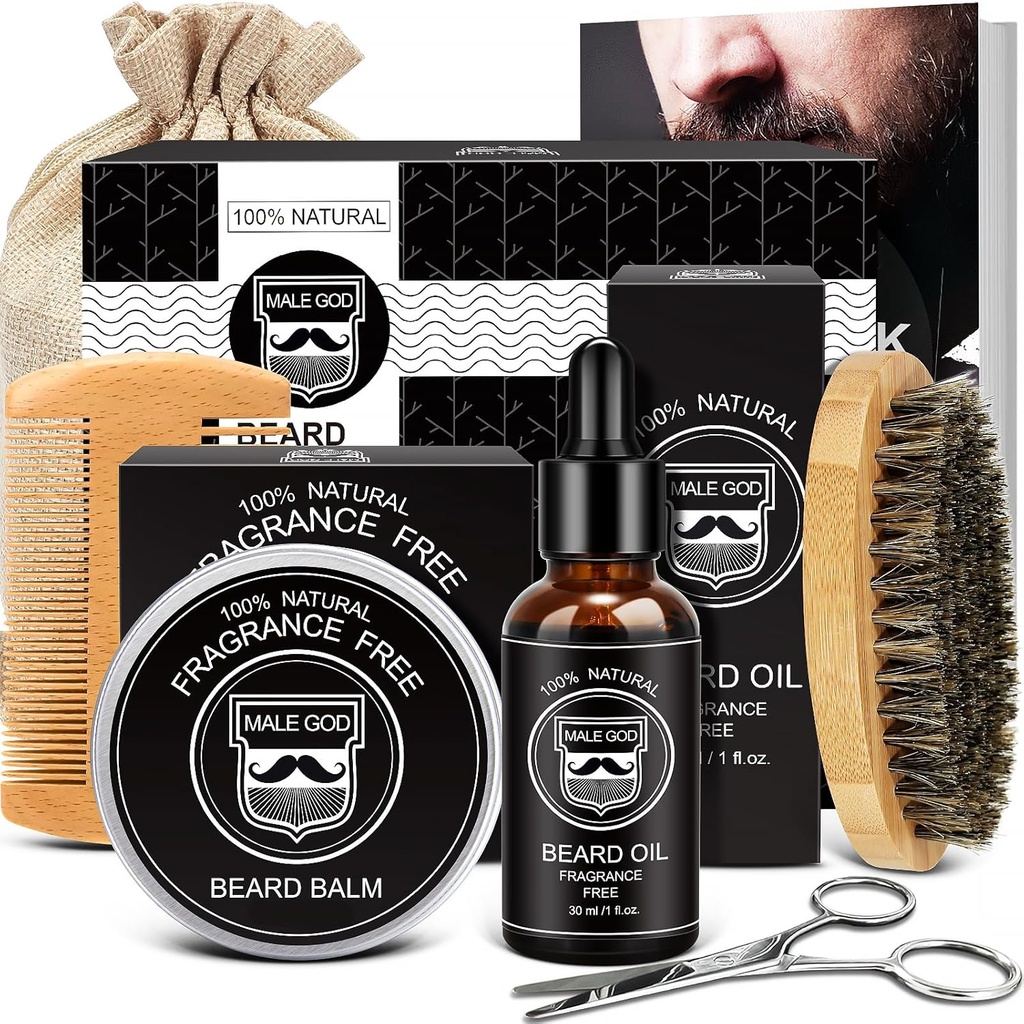MALE God Beard Kit w / Natural Materialss, All Skin, Birthday Hediye | Yıldönümü | Noel Hediyeleri | Erkekler için Hediyeler, O, Koca, Boyfriend, Dad, Friends, Friends