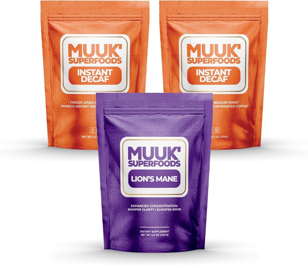 MUUK'un SFOODS | Decaf Mushroom Coffee Sche | 60 Lion's Mane Mushroom Toz Plus 60 Decaffeinated Instant Coffee