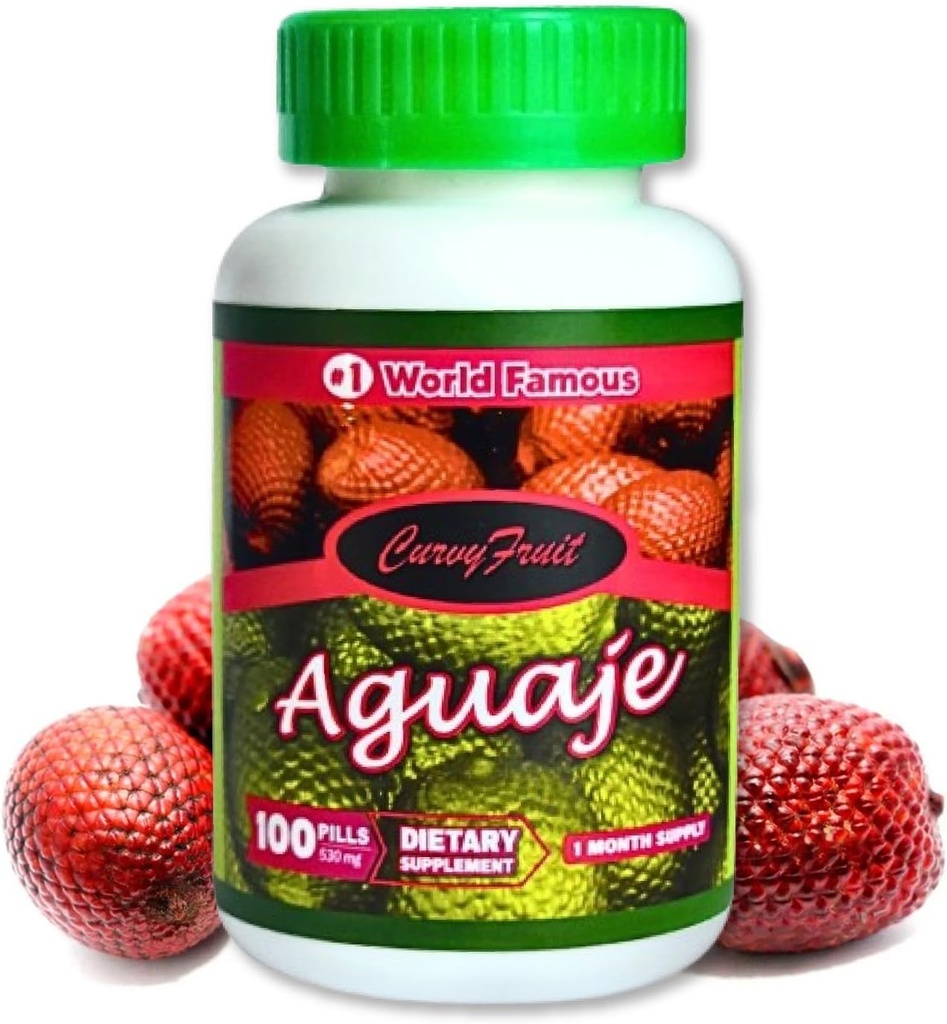 Aguaje Curvy Meyve Pills -% 100 Doğal, Yüksek Phytoestrogen Content, 550 mg, 100 Kont (1 Ay Supply) - Curves Your Curves