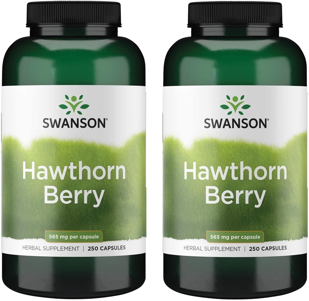 Swanson Hawthorn Berry Supplement- Antioxy Flavonoids (250 Capsules, 565 mg Her) 2 Pack