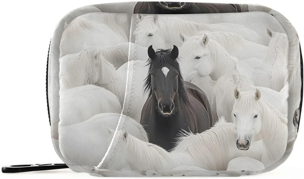 Black Horse Group White Weekly Pill Organizer Small Pill Box Bag Portable Travel Pill Case 7 Days Vitamin Supplement Holder with Zipper for Family Business Camping