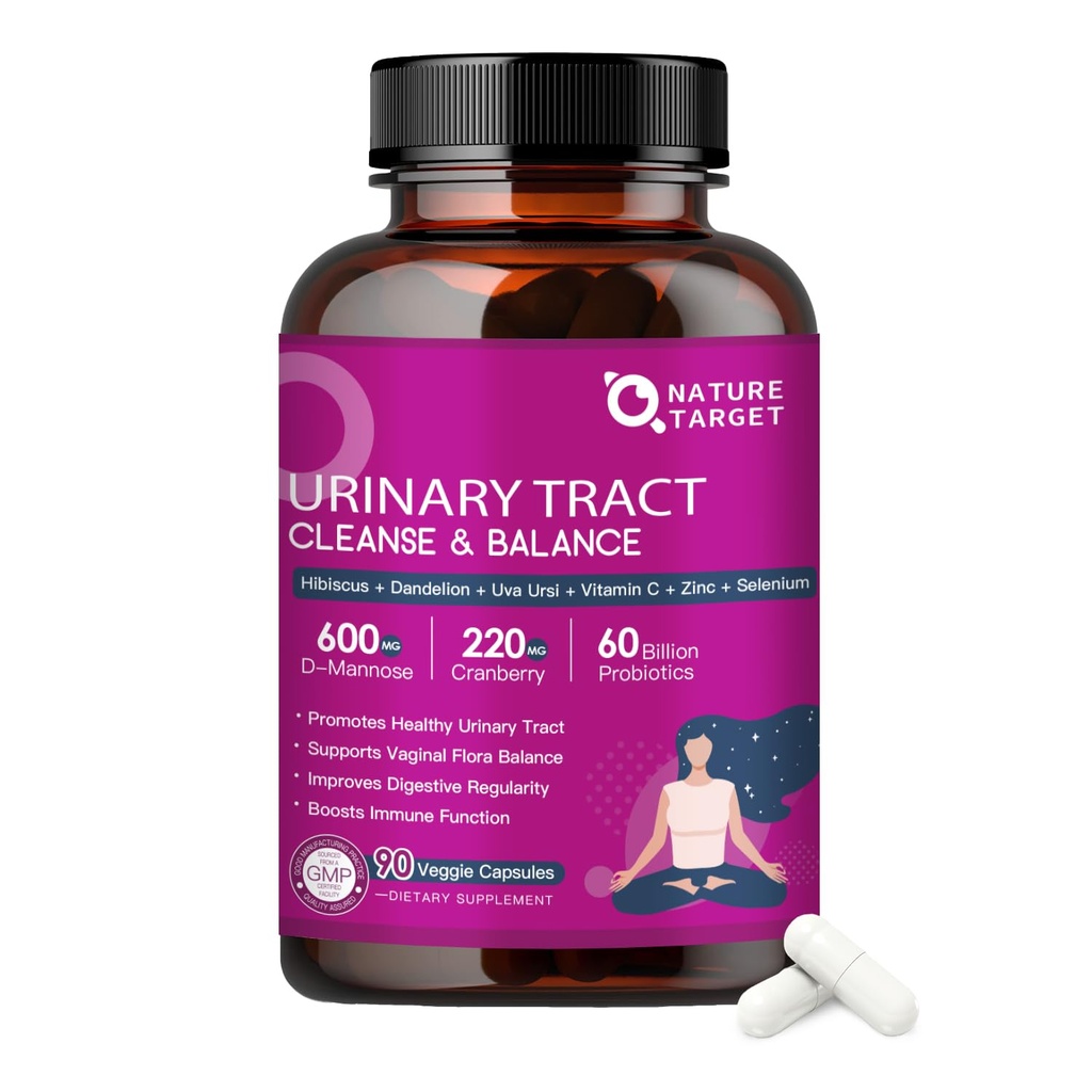 D Mannose & Cranberry ile Kadınlar için Probiyotikler - Digestive Health için 60 Milyar CFUs Vaginal Probiyotikler, UTI & PH Balance with Prebiyotiks - 90 Capsules
