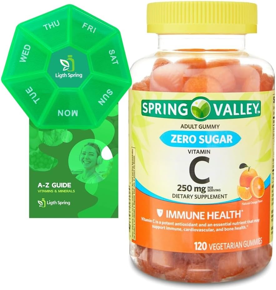 Zero Sugar Vitamin C Gummies Diyetary Supplement, 250 mg, 120 Ct Sche with Exclusive Vitamins & Minerals - A to Z - Better Ligth&Spring Guide