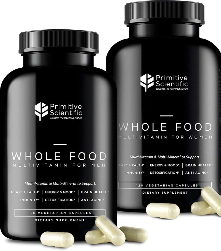Whole Food Men & Women’s Supplement for Holistic Health (Bundle) | Women’s Multivitamins (120 Capsules) + Men’s Multivitamins (120 Capsules) |Full-Spectrum, 100% Natural, Non-GMO