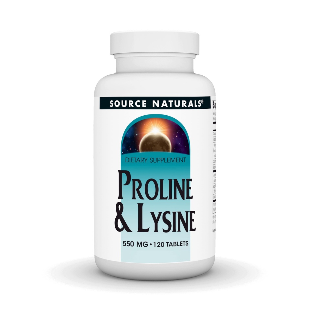 Source Naturals Proline & Lysine, 550 mg - 120 Tablet