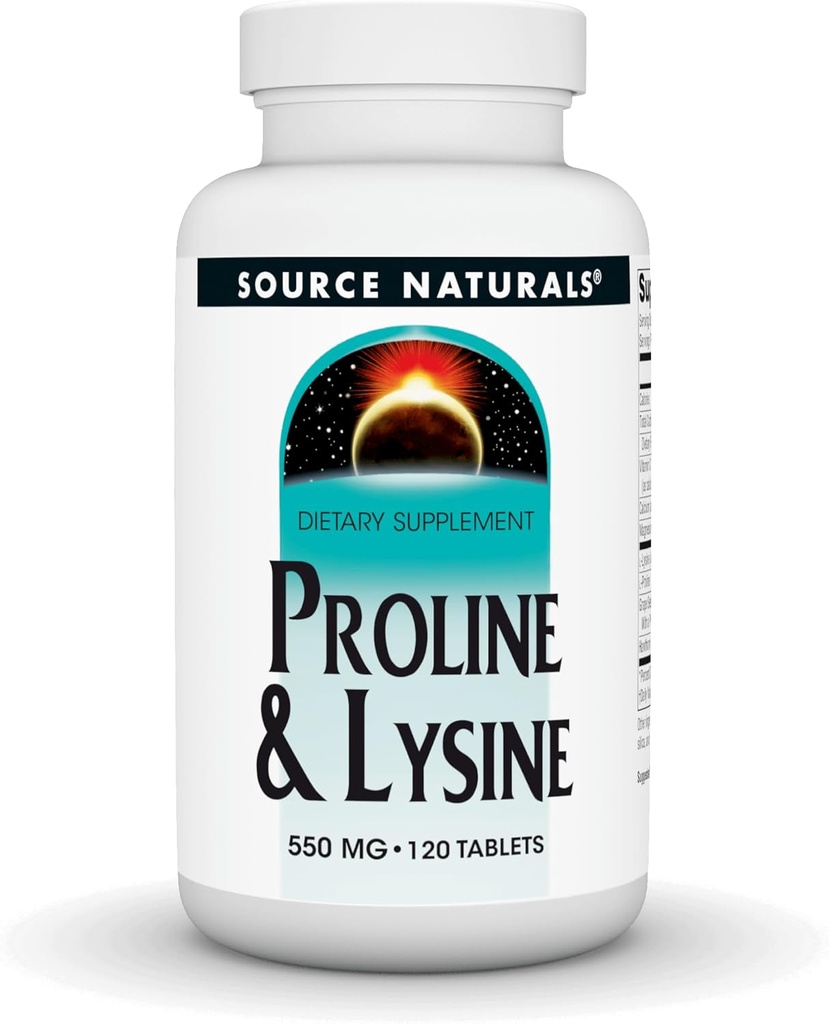 Source Naturals Proline & Lysine, 550 mg - 120 Tablet