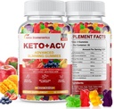 Keto Apple Cider Vinegar Gummies, Keto ACV Gummy Συμπλήρωμα διατροφής, Advanced 1500mg ACV Gummies with Folate, B12、B6 και Keto Υποστήριξη για γυναίκες άνδρες, ζελατίνη- Δωρεάν, Vegan & μη-GMO (Multi-Flavor)