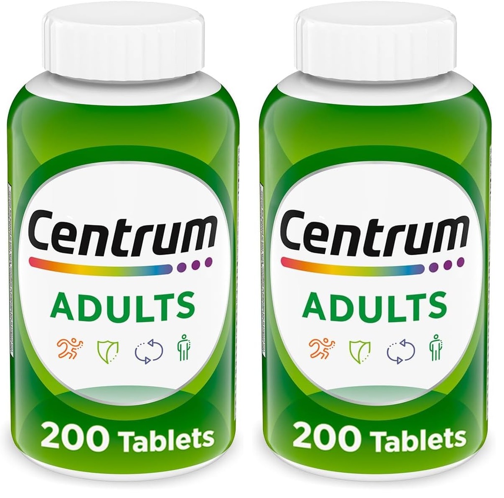 Centrum Yetişkin Multivitamin/Multimineral Supplement Antioksis, çinko, Vitamin D3 ve B Vitaminleri, Gluten Free, Non-GMO Malzemeler - 200 Kont