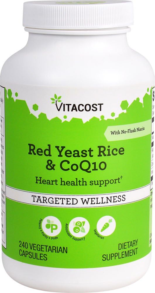 Vitacost Red Yeast Rice & CoQ10 No-Flush Niacin - 240 Vegetarian Capsules