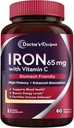 Doktor'un Demir Tartları C vitamini ile 65 mg - Maximized Abxia, Stomach Friendly & High Potency Iron Pills for Red Blood Cells Formation & Immunity Health - Vegan Non-GMO 60 Iron Tabletler