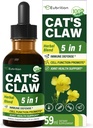 Cat's Claw herb (Uña de Gato) Immune Support Liquid Drops, 5-in-1 Herbal Supplement with Echinacea & Elderberry Extract, Alkol Free Tincture for Immunity Boost, Joint & Bone Health. 2 ozz