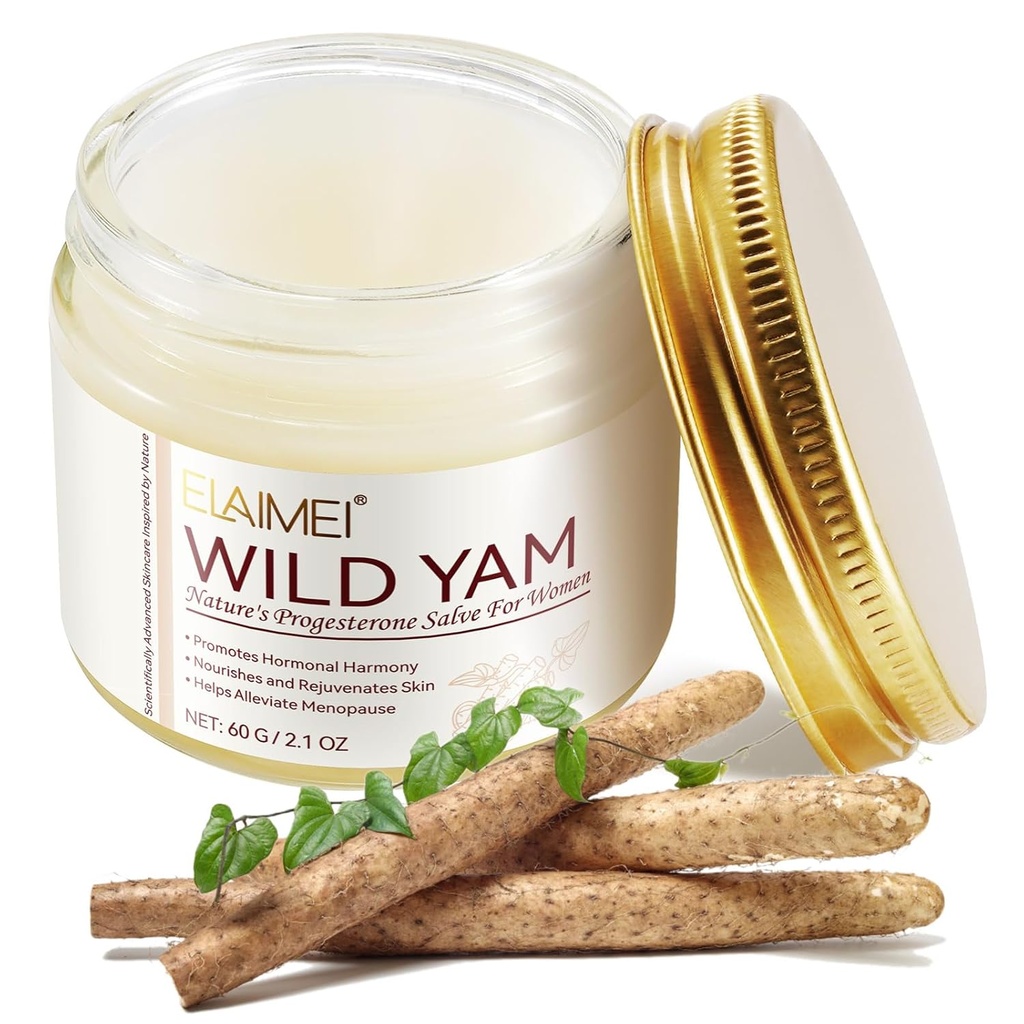 Κρέμα Wild Yam Βιολογική για την ισορροπία ορμονών, 2.1 oz Βιολογική κρέμα ρίζας Wild Yam για γυναίκες - Προώθηση της Περιεμμηνόπαυσης & Εμμηνόπαυση Υποστήριξη - Υγεία Balm w/No Parabens για Άνεση & Ευεξία