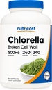 Nutricost Chlorella Capsules 500 mg, 240 Vegetarian Capsules - Non-GMO ve Gluten Free