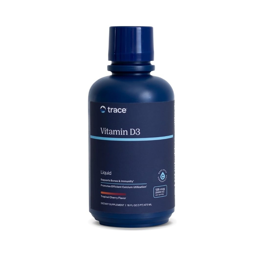 Trace Minerals Vitamin D3 - Vitamin D3 Supplement for Bone Health - Efficient Calcium Utilization - Immune System Support - Fast-Absorbing Liquid - Tropical Cherry Flavor - 16 fl oz (32 Servings)