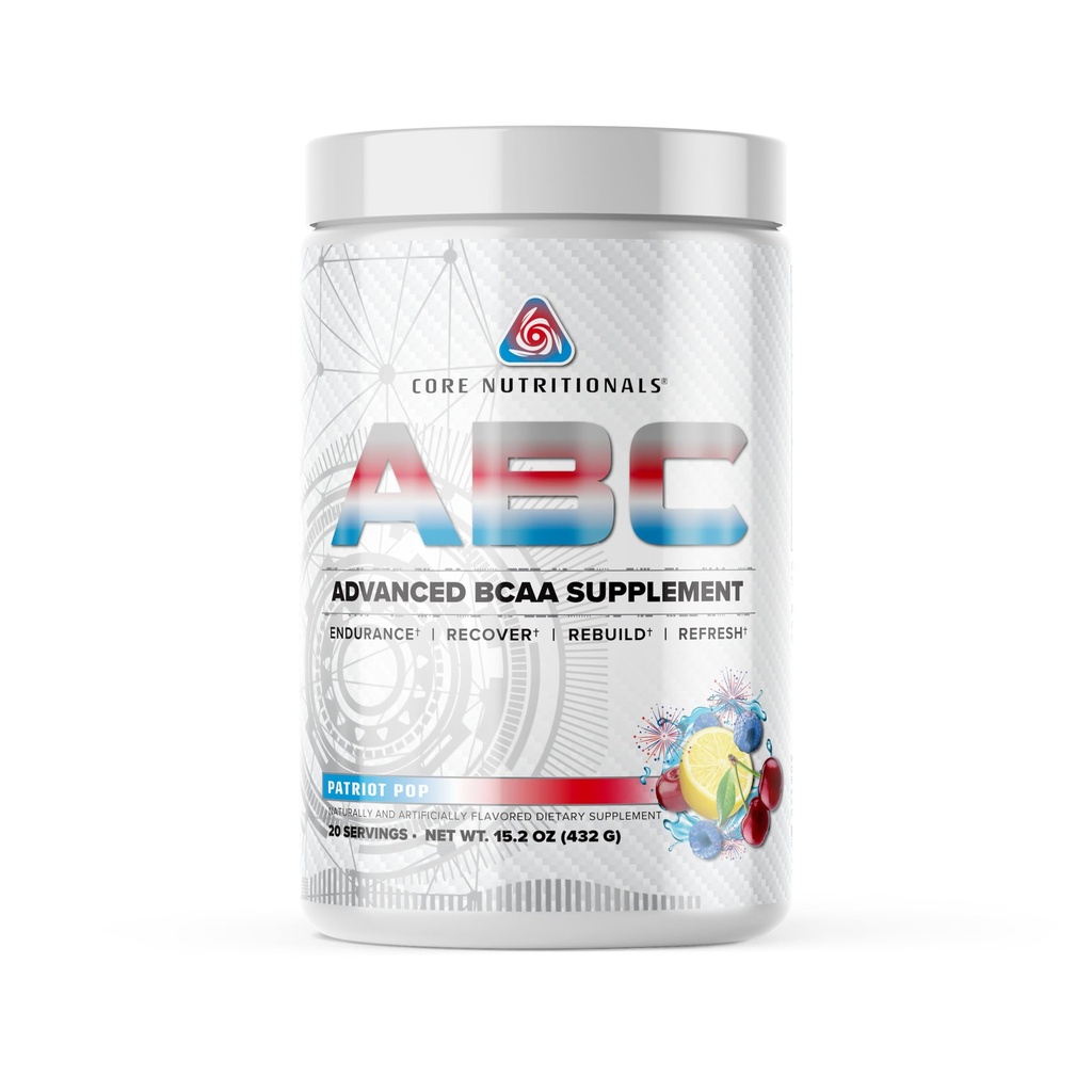 Core Nutritionals ABC Advanced BCAA Supplement | Amino Asit Recovery | Glutamine, Beta Alanine, Citrulline Malate | 20 Hizmet (Patriot Pop)