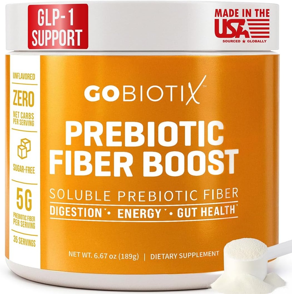 GOBIOTIX Fiber Supplement Toz, Digestive Health ve GLP-1 Desteği için Prebiyotikler ile, Gut Health & Debloat için Parlak Fiber, Keto, Vegan, Gluten & Sugar Free, 35 Services (1 Pack)