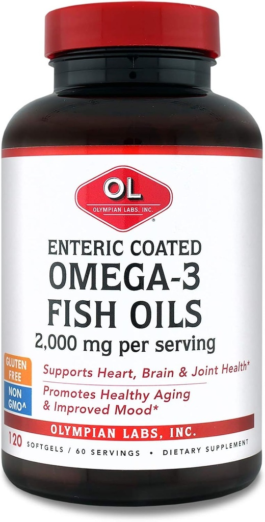 Olympian Labs Omega 3 Fish Oils, hizmet başına 2000 mg / 60 hizmet, 120 Softgels