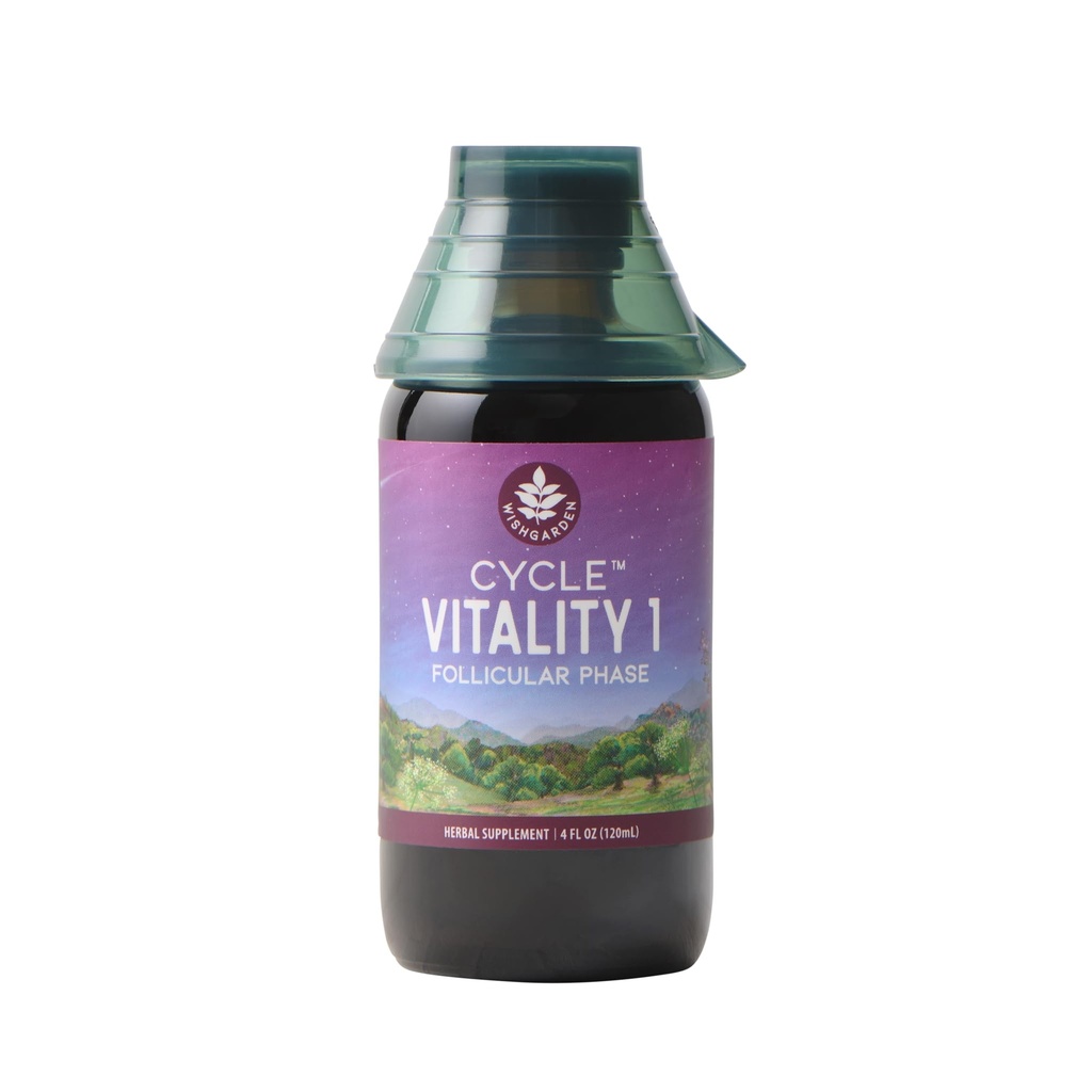 WishGarden Herbs Cycle Vitality 1 Estrogen Supplement for Women, Vitex & Black Cohosh Liquid Tincture, Hormone Balance, Perimenopause & Liver Support, Follicular Phase, 4oz
