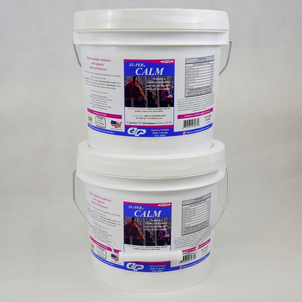 SU-PER Calm Horse Calming Supplement - Calmness & Balanced Davranışı - Doğal At Calmer Toz - 4 Pound, 2 Ay Supply (60 Gün)