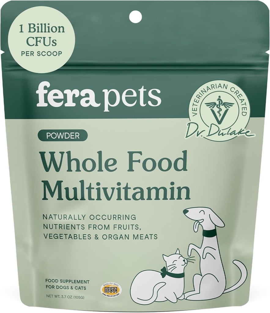 Fera Pets Whole Food Multivitamin Cat & Dog Food Topper with Probiyotiks, Antioksis, & Essential Dog Vitamins & Minerals - Meyvelerden gelen Nutrients & Organ Etleri - 3.7 ozzz