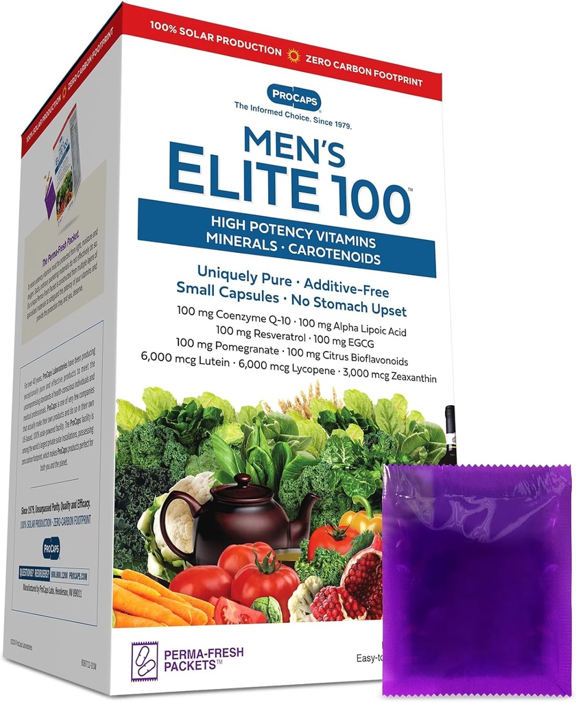 ANDREW LESSMAN Multivitamin-Men's Elite-100 60 Packets - Potent Nutrients Plus 100mg Each of Coenzyme Q10, Alpha Lipoic Acid, Resveratrol, EGCG, Pomegranate, Citrus Bioflavonoids. No Additives