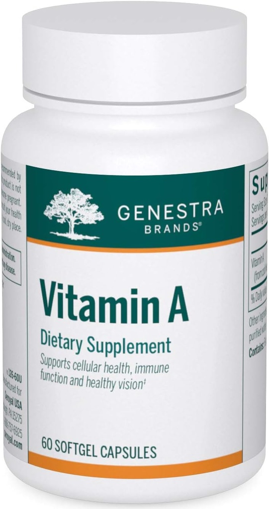Genstra Brands Vitamin A | Gözgörünü, Skin Membranları ve Immune Function | 60 Capsules