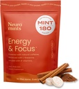 NöroGum Enerji Caffeine Mints (180 Adet) - L-theanine + Natural Caffeine + Vitamin B12 & B6 - Nootropic Energy & Focus Supplement for Women & Men - Keto & Vegan, Cinnamon Flavoric