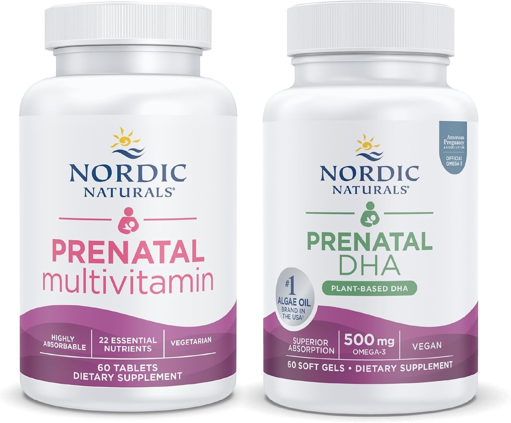 Nordic Naturals Vegan Anne ve Bebek Başlangıç Paketi - Vegan Prenatal DHA ve Prenatal Multivitamin Tabletleri