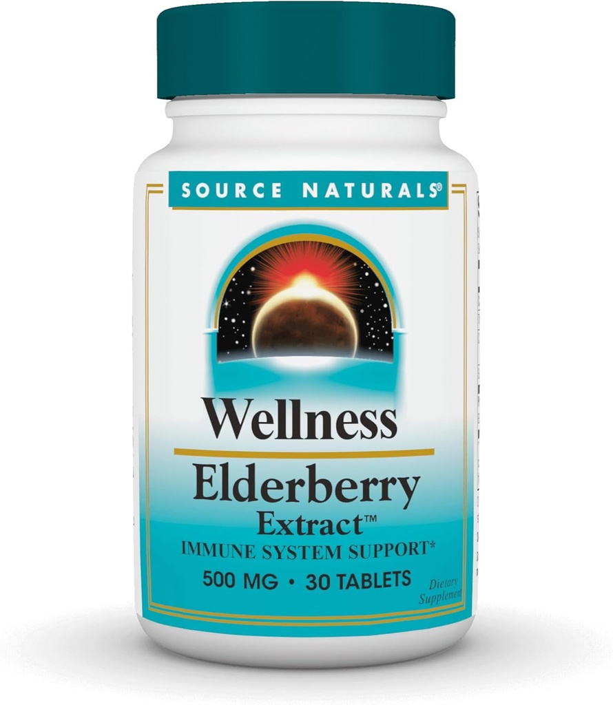 Source Naturals Wellness Elderberry Extract, 500 mg for Immune System Support* - 30 Tablets
