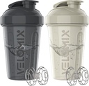 VELOMIX -2 Pack- 20 oz protein Mixer Şişeler - 2 Wirex Whisk | Protein Shakes ve Pre Workout | Protein Shaker Şişe Paketi (Gray/Beyaz)