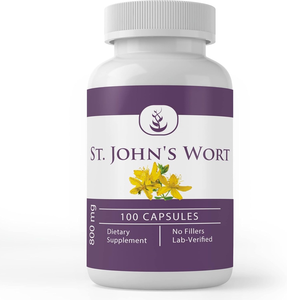 PURE αρχικά ΣΥΣΤΑΤΙΚΑ St. John's Wort, (100 κάψουλες) Πάντα καθαρό, χωρίς πρόσθετα ή πληρωτικά, Εργαστήριο Επαληθευμένο