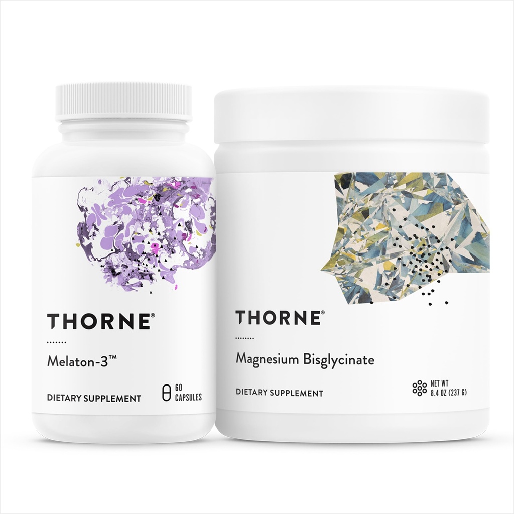 THORNE - Uyku Desteği Duo - Bisglycinate Toz + Melaton-3 Restful Sleep için - 60 Hizmet
