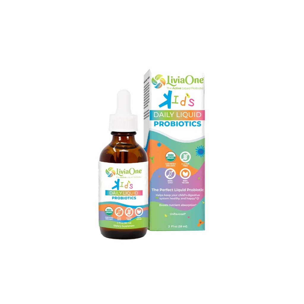 LiviaOne Daily Liquid Probiyotiks for Kids, Probiyotik Supplement for Digestive Health and Immune Support, USDA-Cerated Organic, Vegan, and Allergen-Free, Non-GMO Probiyotiks, 2 Fl Oz (Pazar 1)