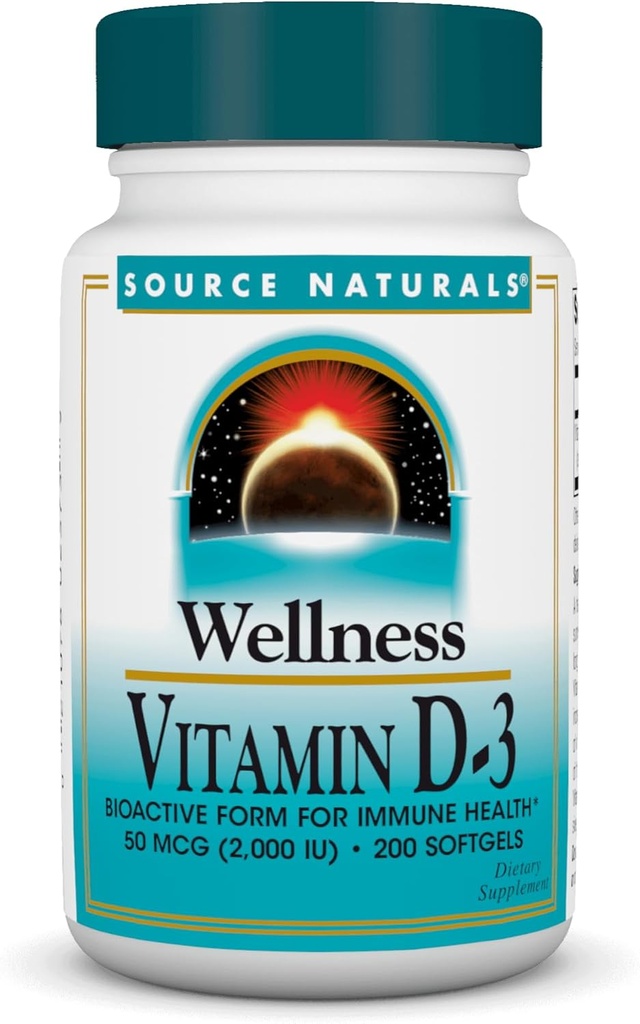 Source Naturals Wellness Vitamin D-3 2000 iu Bioaktif Form for Immune Health* - 200 Softgels