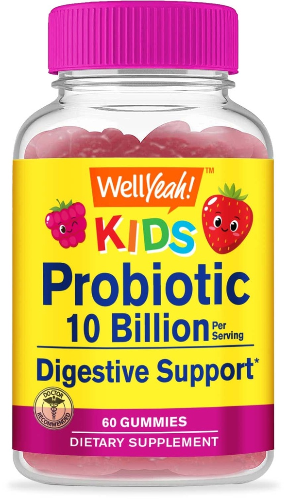 Çocuklar Gummies için Probiyotikler - 10 Milyar CFU - Gut Health, Immune Health ve Digestive Support - Berry Flavor Chewable Supplement - Vegan, GMO, Gluten Free Kids Probiyotik -60 Gummies
