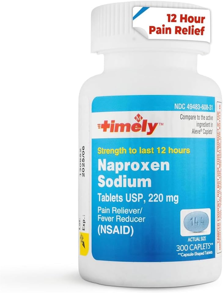 TIME-CAP LABS, INC. Zamanlı Naproxen sodyum 220 mg - NSAID Pain Reliever for Headache, Tooth Ache, Minor Arthritis Pain Relief, Backache, Fire - Son 12 Saat - 300 Kont