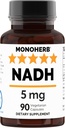 MONOHERB NADH 5 mg 90 Vegetarian Capsules - Reduced Nicotinamide Adenine Dinucleotide Supplement
