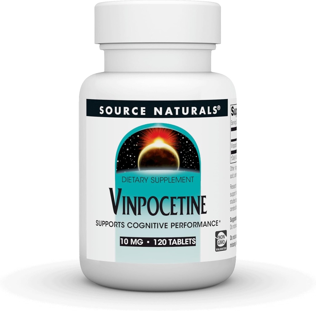 Source Naturals Δισκία βινποκετίνης, Υποστηρίζει Γνωστική Απόδοση *, 10 mg - 120 Δισκία