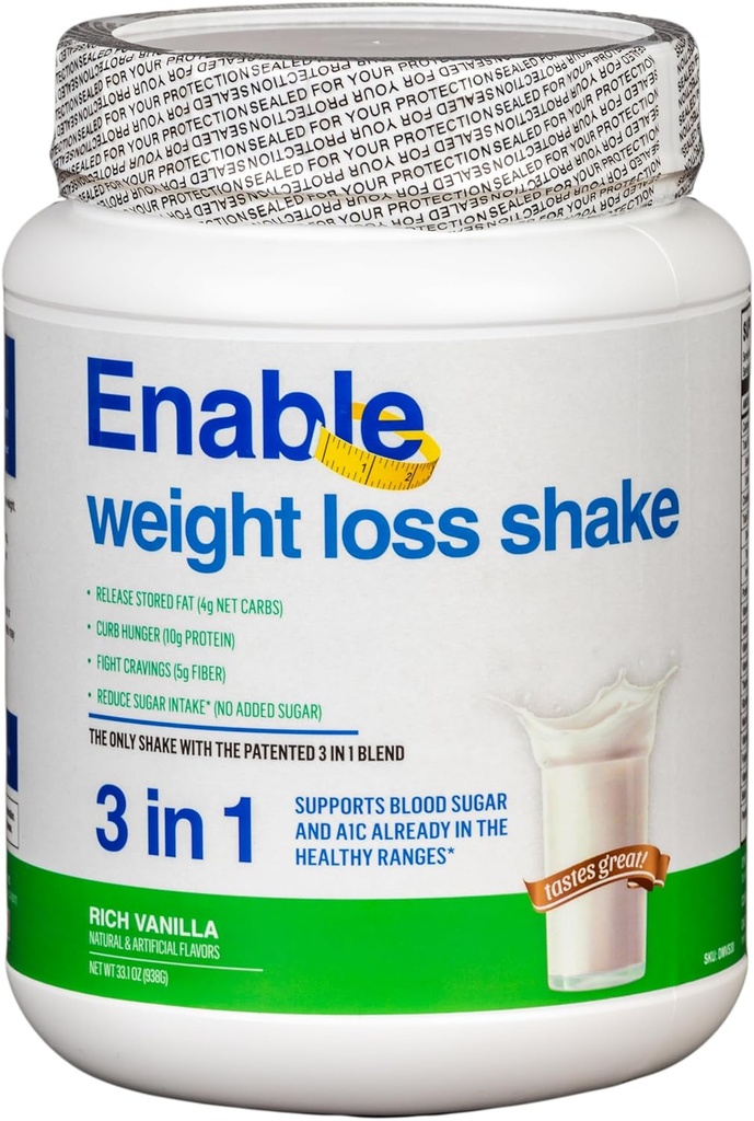 Enable Kilo Kaybı Shake - Sağlıklı ve Satisfying Meal Emekliliği için Vanilla Flavor, 2lb 8oz