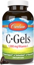 Carlson - C-Gels, 1000 mg, C Softgels, Immune Support & Heart Health, C Softgels, Antioksit C Supplement, 250 Softgels