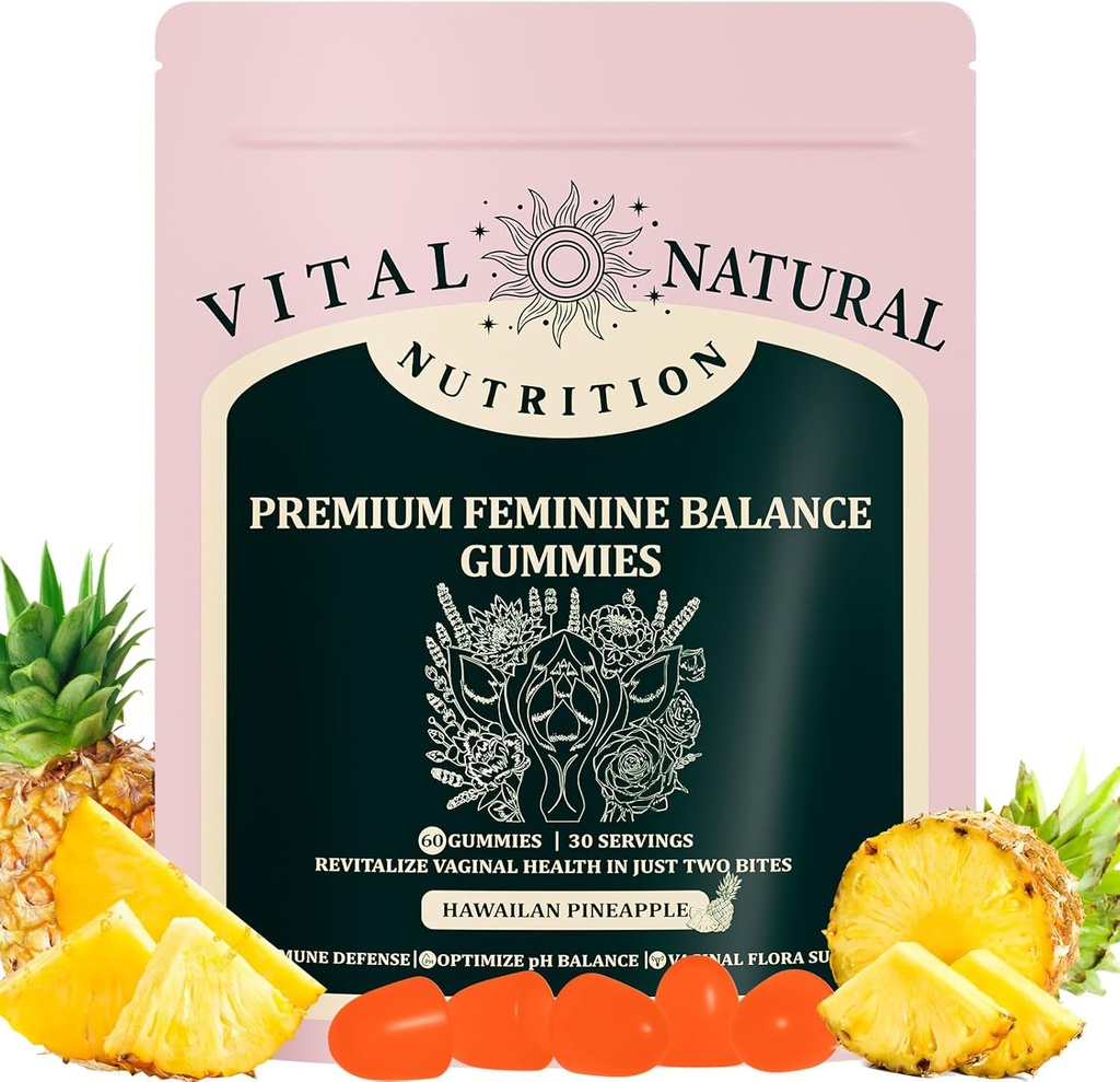 Feminine Balance Gummies - Women's Health Probiyotiks for pH & Immune Support & Natural Pineapple Flavor (1)