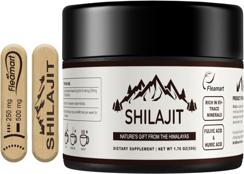 Shulajit Pure Himalayan with Fulvic Acid & 85+ Trace Minerals Shilajit for Men & Women Golden Grade A Shilajitwear Supplement with a Little Bitter Taste for Energy & Immunity - 50 Grams
