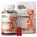 Άγρια & οργανικά L Τυροζίνη 1000mg Gummies - συμπλήρωμα υποστήριξης εγκεφάλου για εστίαση και διάθεση - Vegan Focus Gummies w/L-Τυροσίνη σκόνη - 60 μάσημα μη ΓΤΟ